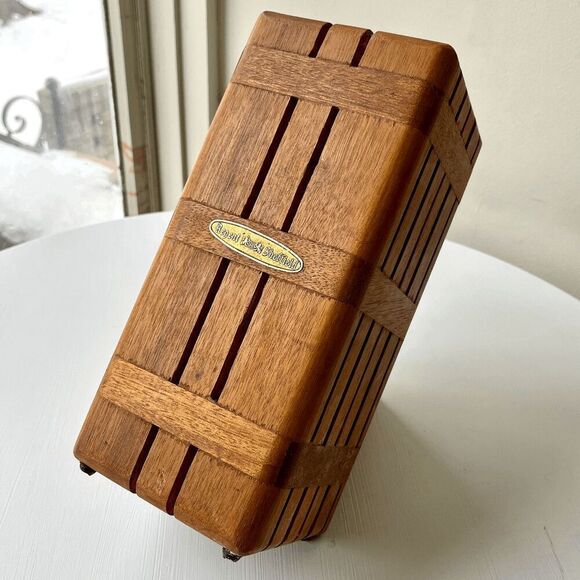 Vintage Regent Sheffield Mahogany Convertible Knife Block Storage Organizer - Picture 1 of 11